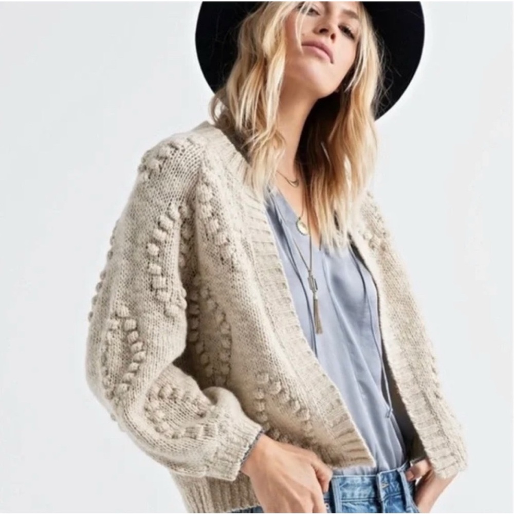 Lucky Brand Textured Cream Cardigan